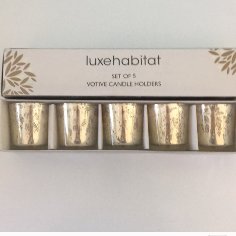New Gold mercury glass votive holders set of five